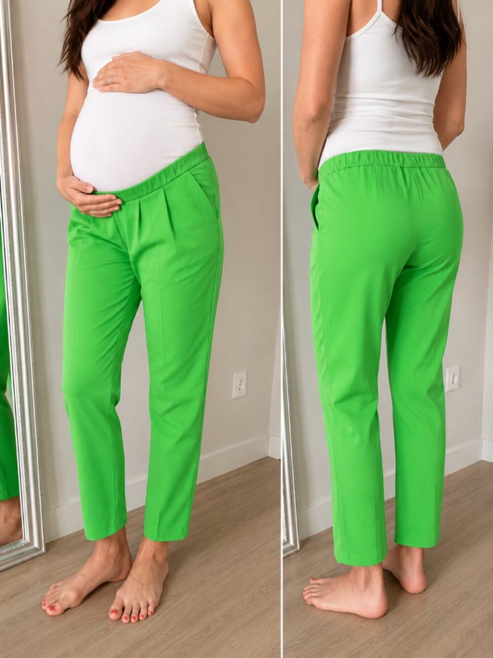 ASOS Design Maternity Neon Green Tapered Pants Size US 6 EU 38 Pull On Pregnancy